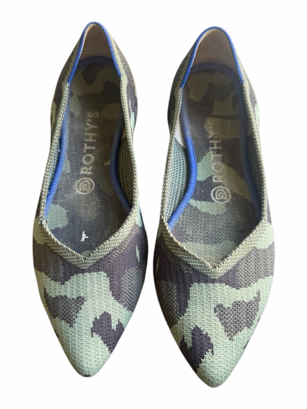 Rothy's Women's Camo Pointed Knit Flats - Green & Black